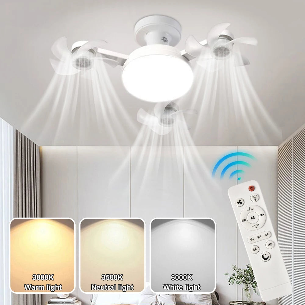 Drone Fan Light E27 Universal Dimming Fan with Remote Control for Home Living Room Bedroom Silent Ceiling Fan Light 50/60W.