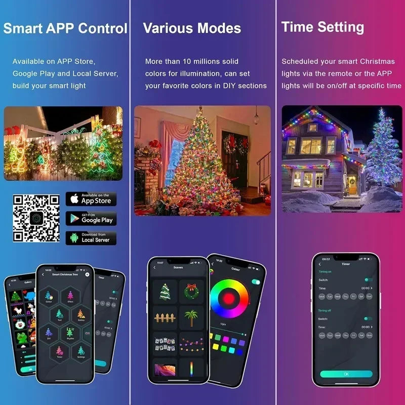 Smart RGBIC LED String Lights with App & Remote – 2–30M Dreamcolor Fairy Lights for Indoor & Outdoor Décor.