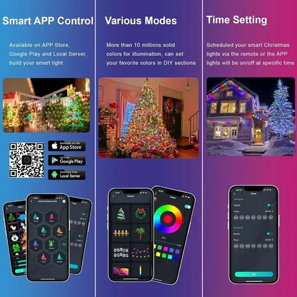 Smart RGBIC LED String Lights with App & Remote – 2–30M Dreamcolor Fairy Lights for Indoor & Outdoor Décor.
