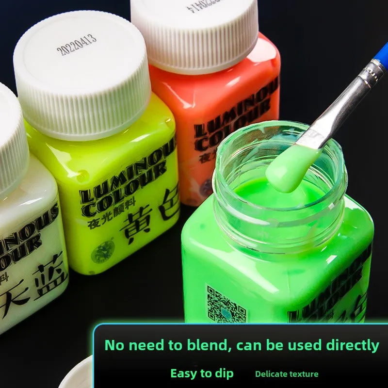 Fluorescent Glow-in-the-Dark Acrylic Paint Set for Canvas and Neon Decorations - Blacklight Art Supplies for Adults