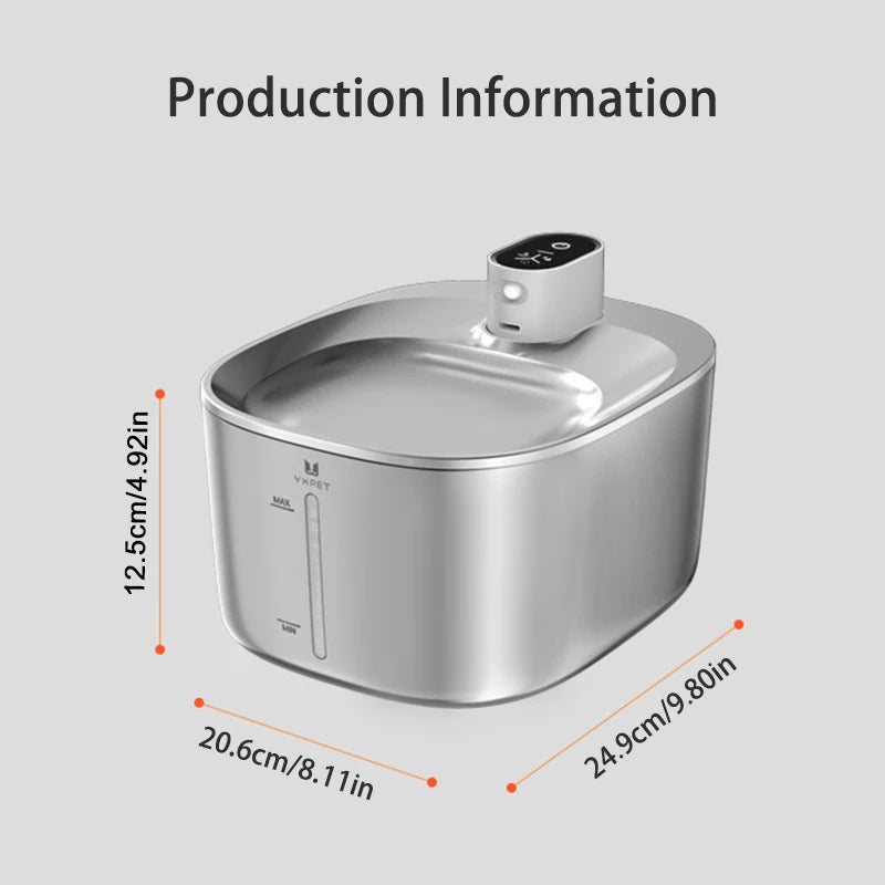 Wireless Pet Water Fountain – 4L Stainless Steel, Battery-Operated with Sensor Modes