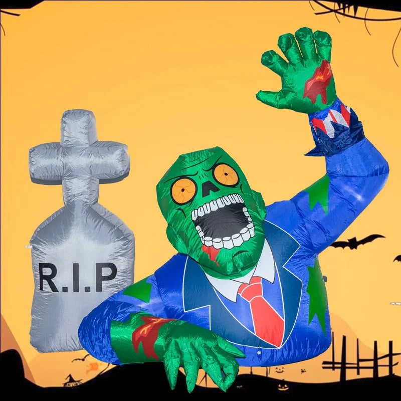 1.6M Halloween Inflatable Zombies Crawling from Grave with RIP Tombstone & LED Lights – Outdoor Yard & Garden Haunted House Decoration