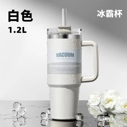 40oz Stainless Steel Tumbler with Handle & Flip Straw Lid – Hydration That Moves With You.