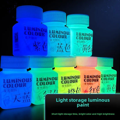 Fluorescent Glow-in-the-Dark Acrylic Paint Set for Canvas and Neon Decorations - Blacklight Art Supplies for Adults