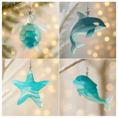 Christmas Advent Calendar – 24 Sea Glass Marine Animal Pendants | Ocean‑Inspired Countdown Gift for Marine Life Lovers, DIY Holiday Décor & Collectible Keepsake.