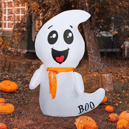 5FT Inflatable Halloween Cute Ghost with Magic Light – LED Blow-Up Decoration for Garden, Lawn, and Indoor Displays