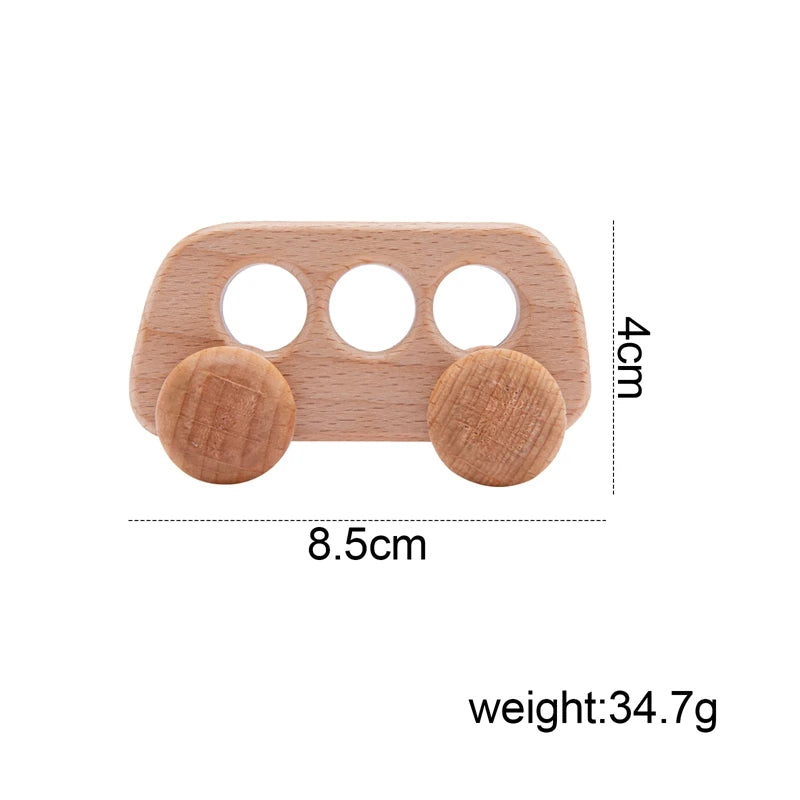 Baby Wooden Toys Beech Wood Car Blocks Cartoon Van Educational Montessori Toys Children Baby Teething Newborn Birthday Gift