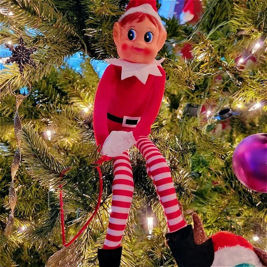 Cheeky Christmas Elf Doll – Naughty Shelf Fairy Decoration with Flexible Arms & Legs.