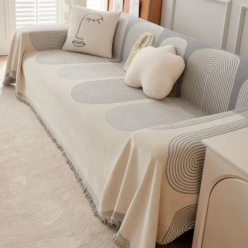 Nordic Chenille Jacquard Throw Blanket - with Tassel Accents. Plush, Breathable & Stylish  -  for Home & Travel!.