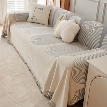 Nordic Chenille Jacquard Throw Blanket - with Tassel Accents. Plush, Breathable & Stylish  -  for Home & Travel!.