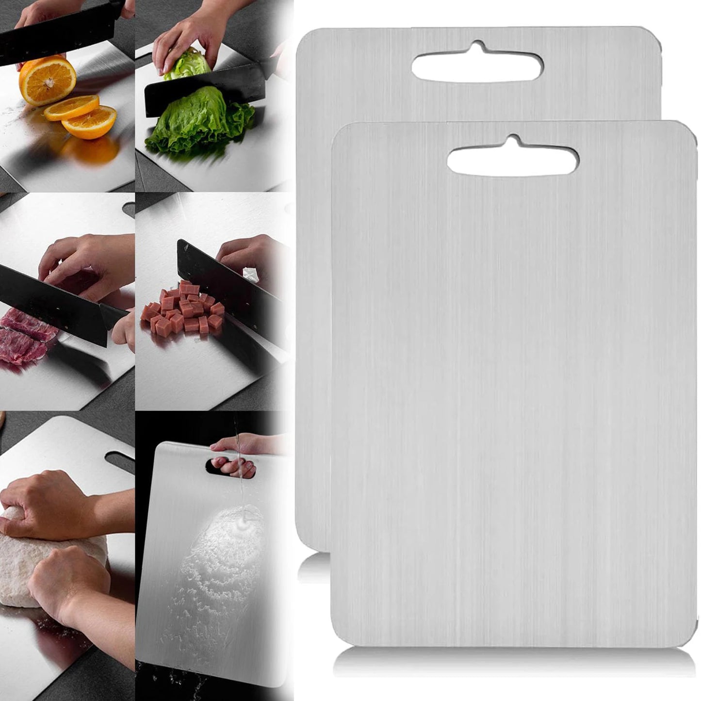 Premium Double-Thick Titanium Cutting Board for Home and Outdoor Cooking - Ideal for Meat, Fruits, Vegetables, and Bread.