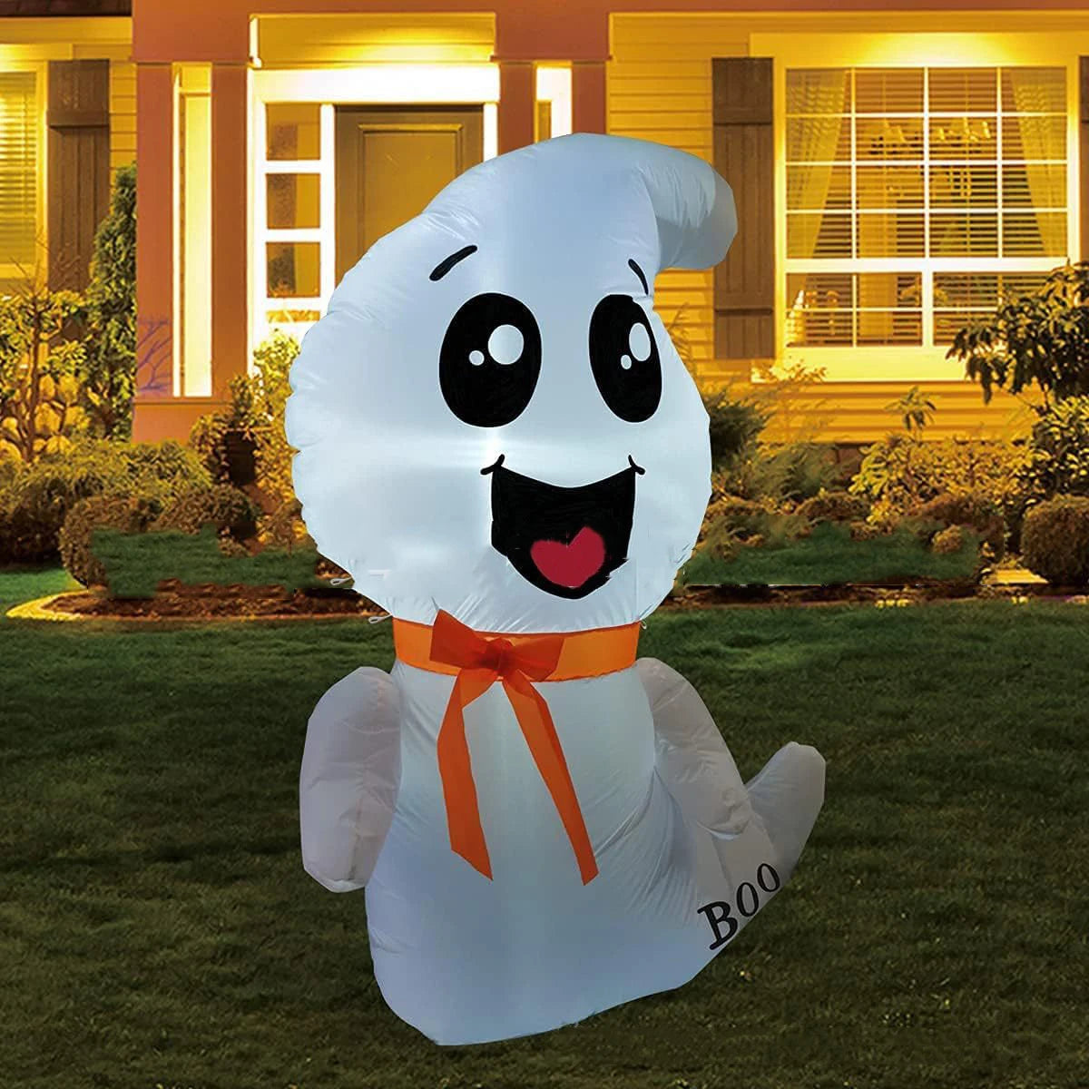 5FT Inflatable Halloween Cute Ghost with Magic Light – LED Blow-Up Decoration for Garden, Lawn, and Indoor Displays