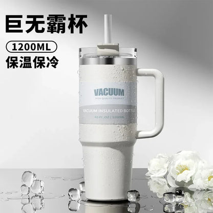 40oz Stainless Steel Tumbler with Handle & Flip Straw Lid – Hydration That Moves With You.