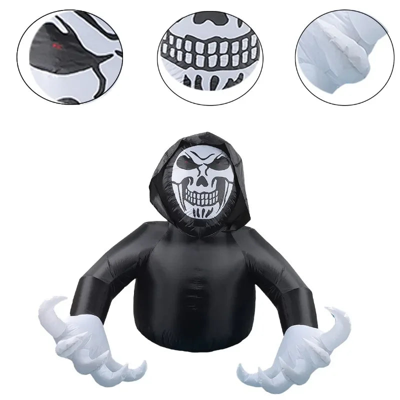 7FT Halloween Inflatable Skeleton Ghost – LED‑Lit Outdoor Decoration