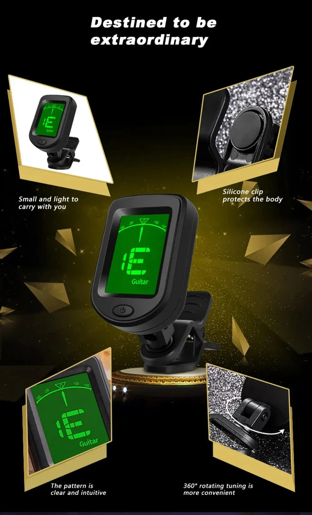 NEW for 2025 Rechargeable Head Stock Guitar Tuner for All Instruments -  Clip on.