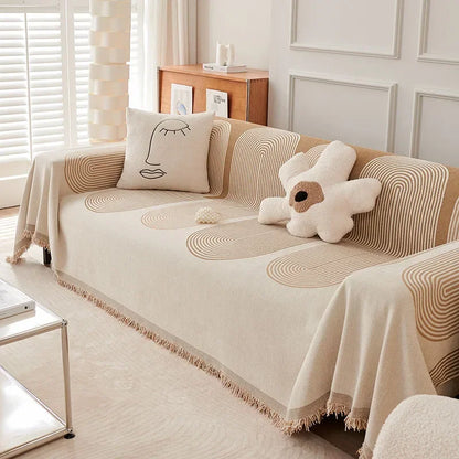 Nordic Chenille Jacquard Throw Blanket - with Tassel Accents. Plush, Breathable & Stylish  -  for Home & Travel!.