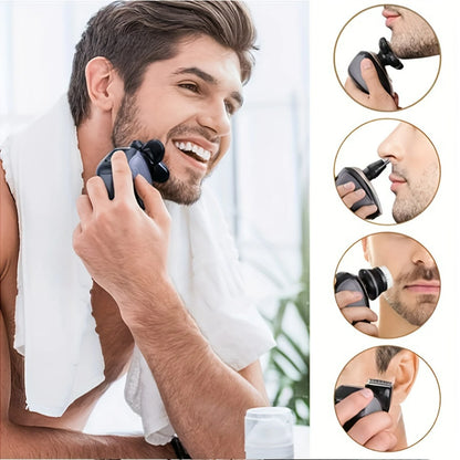 Ergonomic Rechargeable Multifunctional Men'S 5-In-1 Shaver - Wet/Dry Grooming Essentials for Bald Head Care