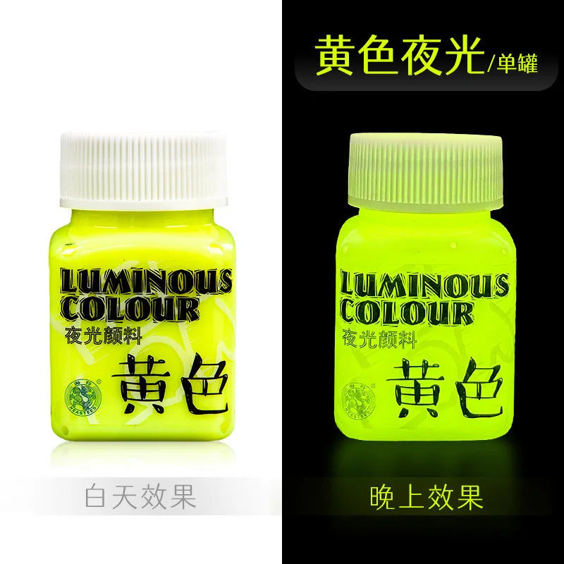 Fluorescent Glow-in-the-Dark Acrylic Paint Set for Canvas and Neon Decorations - Blacklight Art Supplies for Adults