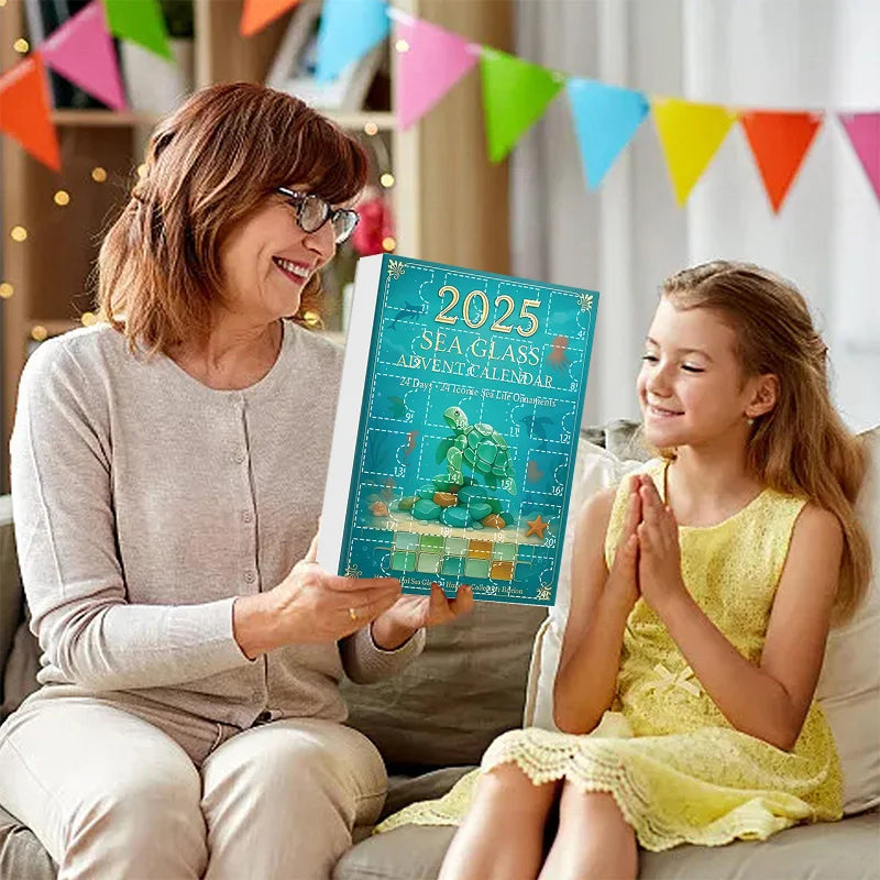 Christmas Advent Calendar – 24 Sea Glass Marine Animal Pendants | Ocean‑Inspired Countdown Gift for Marine Life Lovers, DIY Holiday Décor & Collectible Keepsake.