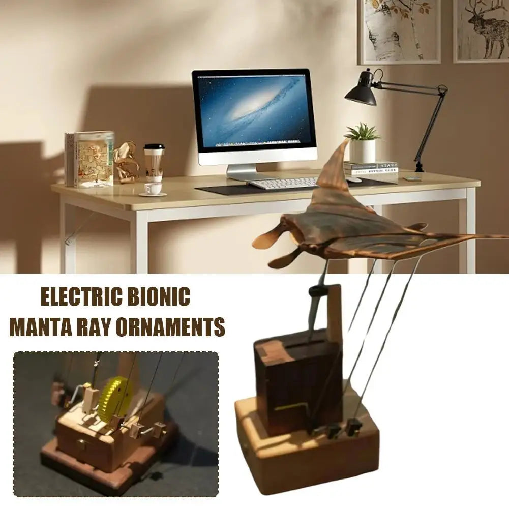 Handmade Wooden Manta Ray Automaton Kit – Lifelike Swimming Motion, Eco Gift.