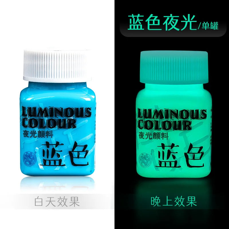 Fluorescent Glow-in-the-Dark Acrylic Paint Set for Canvas and Neon Decorations - Blacklight Art Supplies for Adults