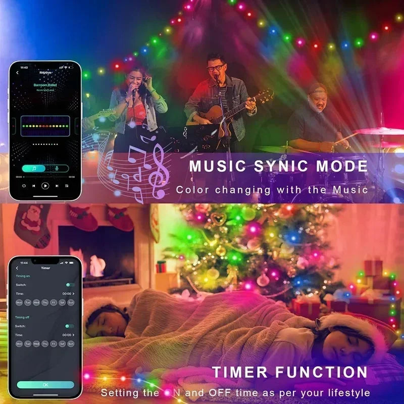Smart RGBIC LED String Lights with App & Remote – 2–30M Dreamcolor Fairy Lights for Indoor & Outdoor Décor.