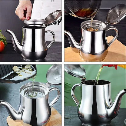 Stainless Steel Oil Filter Pot – Durable, Leak‑Proof Kitchen Storage.