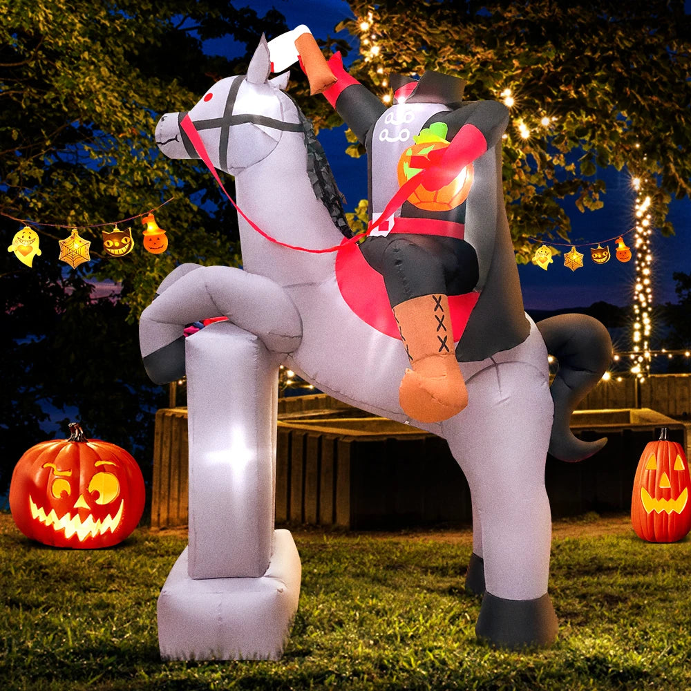 10FT Halloween Pumpkin Inflatable Home Outdoor Decoration Ghost Witch Blow up Yard Props for Holiday Party Garden with Led