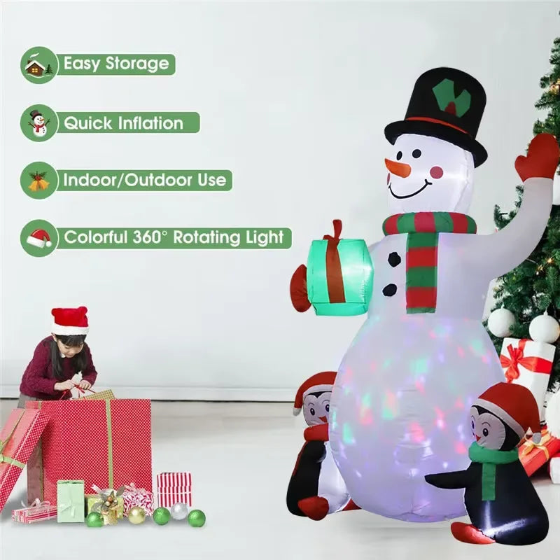 Christmas Inflatable Character Decorations – Snowman, Penguin & Gift Variants with LED Lights | Indoor & Outdoor Display.