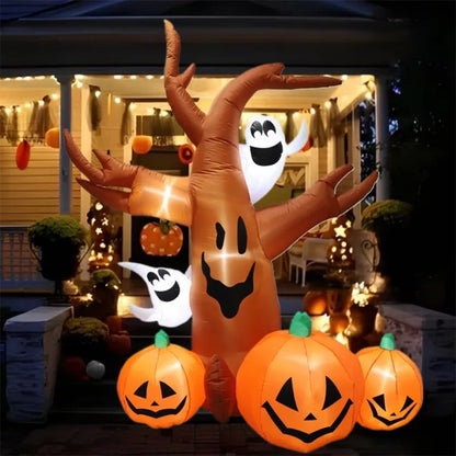 2.4m / 7.9ft Giant Halloween Inflatable Tree – LED Ghost & Pumpkin Yard Decoration