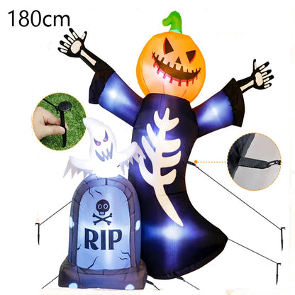  Outdoor Halloween Toys Decoration LED Lighted Inflatable Pumpkin Ghost Skeleton Skull Spider Halloween Party Proops