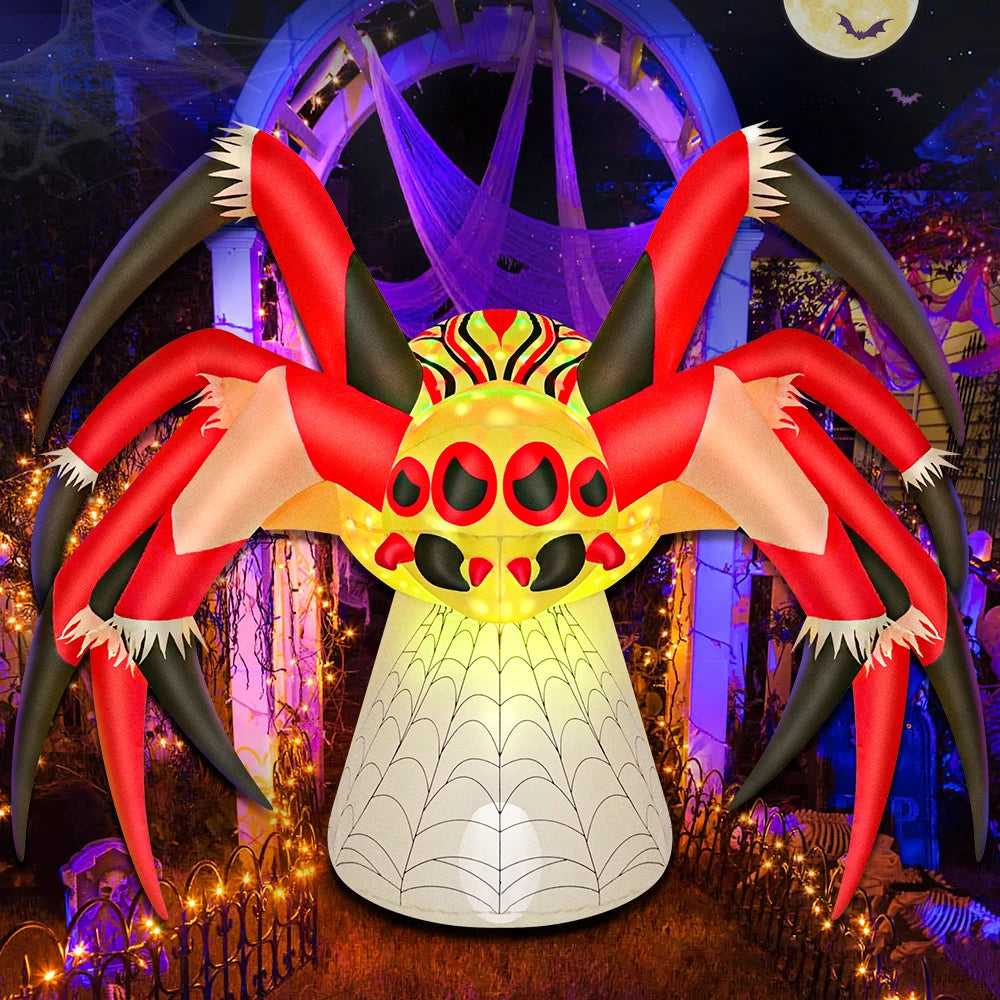 10FT Halloween Pumpkin Inflatable Home Outdoor Decoration Ghost Witch Blow up Yard Props for Holiday Party Garden with Led