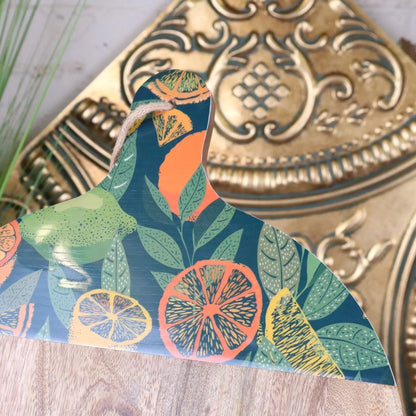Saitras Round Chopping Board 48cm Enamel Citrus Design - Green