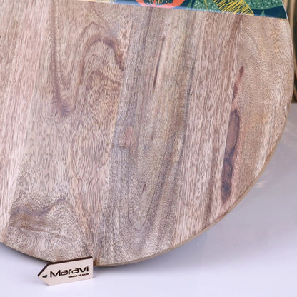 Saitras Round Chopping Board 48cm Enamel Citrus Design - Green