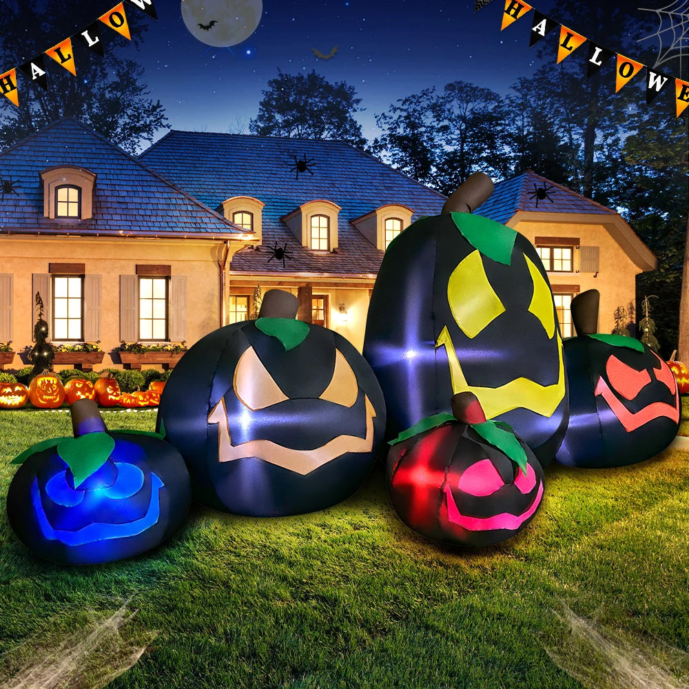 10FT Halloween Pumpkin Inflatable Home Outdoor Decoration Ghost Witch Blow up Yard Props for Holiday Party Garden with Led