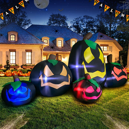 10FT Halloween Pumpkin Inflatable Home Outdoor Decoration Ghost Witch Blow up Yard Props for Holiday Party Garden with Led