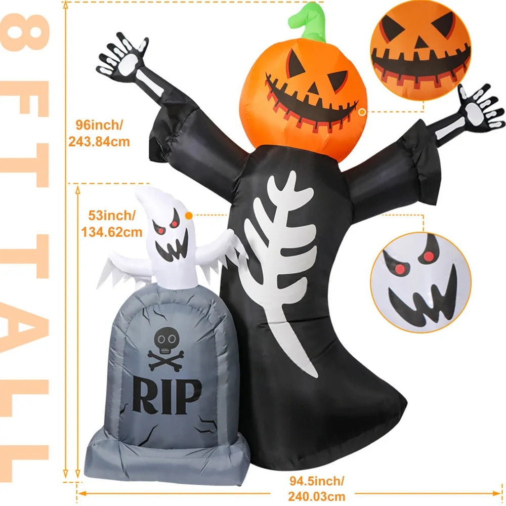 1.6M Halloween Inflatable Zombies Crawling from Grave with RIP Tombstone & LED Lights – Outdoor Yard & Garden Haunted House Decoration