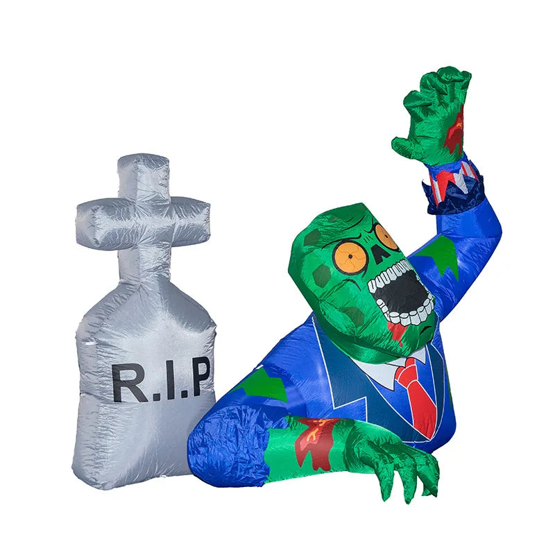 1.6M Halloween Inflatable Zombies Crawling from Grave with RIP Tombstone & LED Lights – Outdoor Yard & Garden Haunted House Decoration