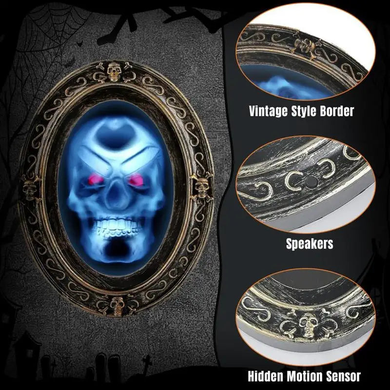 Motion-Activated Haunted Mirror – Indoor Halloween Horror Prop with Sound and Apparitions