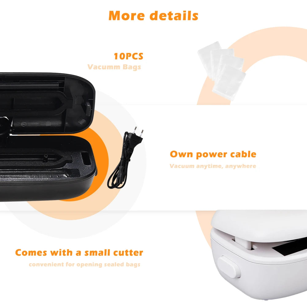 Vacuum Sealer with 10 Bags - Ideal for Meal Prep & Sous Vide Cooking! Maximize Freshness and Flavor!.