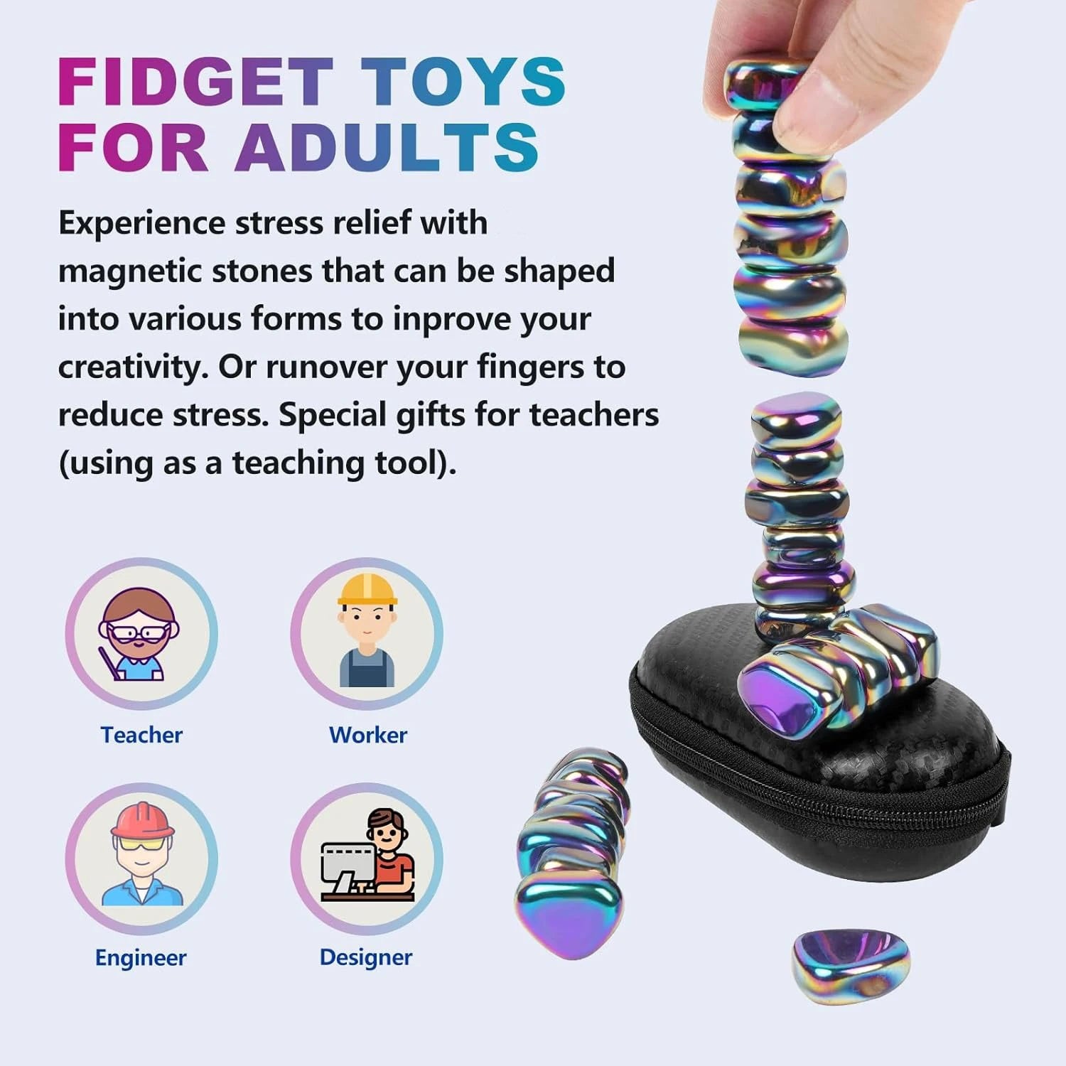 Magnetic Stones & Balls – Chess Game Pieces, Fidget Toy & Desk Accessory – 50% OFF Today