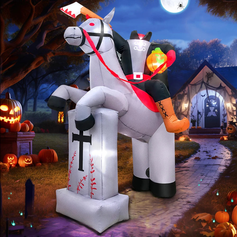 10FT Halloween Pumpkin Inflatable Home Outdoor Decoration Ghost Witch Blow up Yard Props for Holiday Party Garden with Led