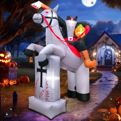 10FT Halloween Pumpkin Inflatable Home Outdoor Decoration Ghost Witch Blow up Yard Props for Holiday Party Garden with Led