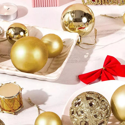 100pcs Shatterproof Christmas Tree Baubles – Red, Gold, Silver | Lightweight, Durable, and Reusable Holiday Ornaments.