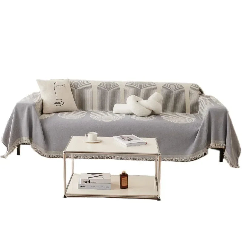 Nordic Chenille Jacquard Throw Blanket - with Tassel Accents. Plush, Breathable & Stylish  -  for Home & Travel!.
