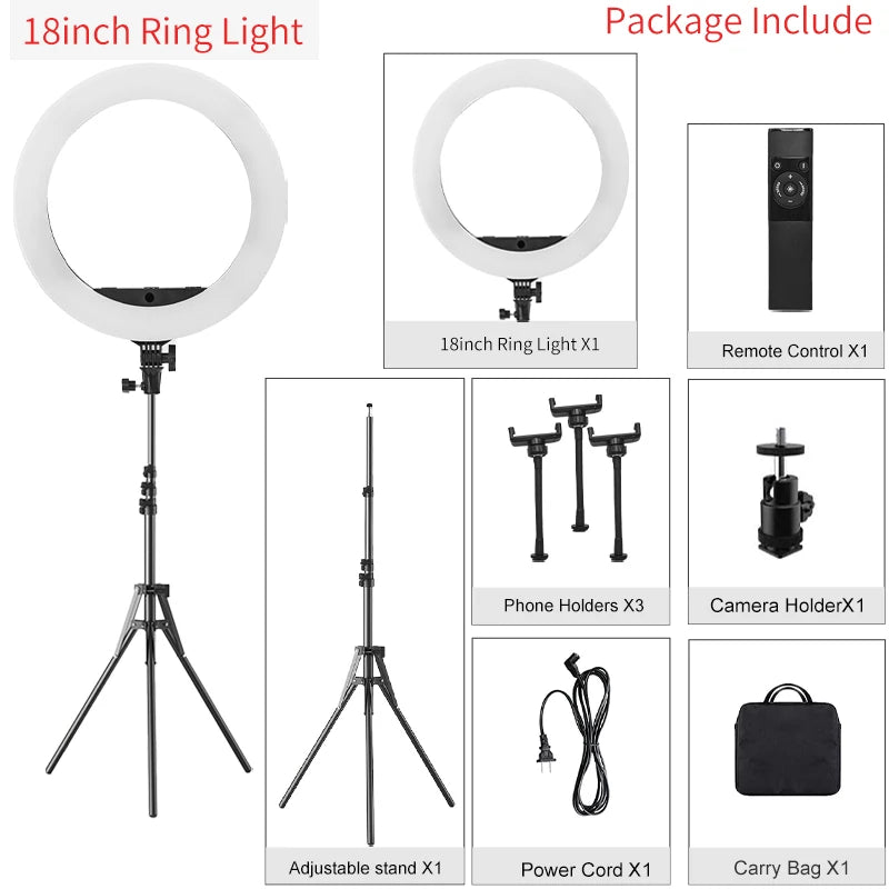 18" Ring Light & Tripod - Perfect for Vlogs, Makeup, and Selfies!