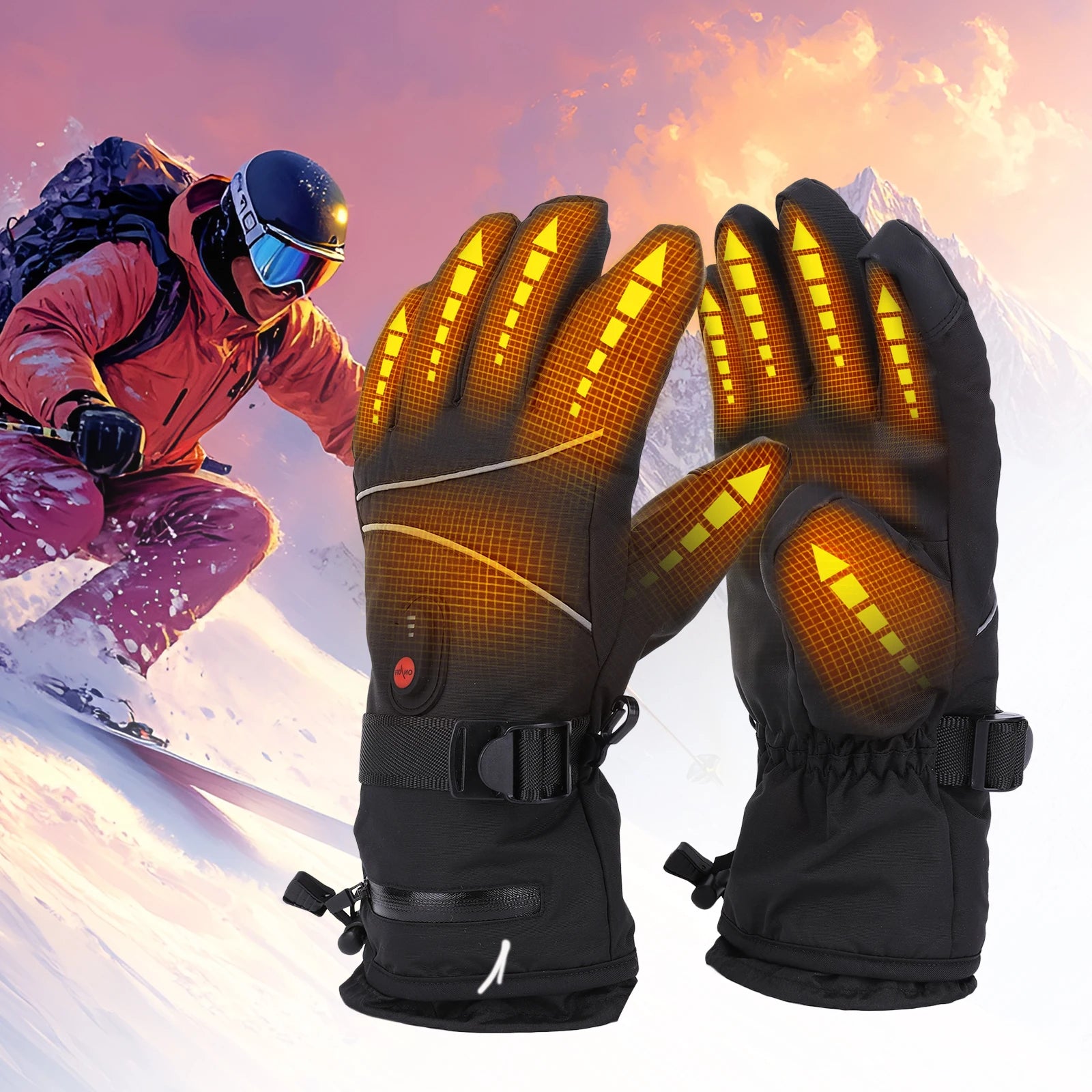 Electric Heated Gloves – Touchscreen, Waterproof & Rechargeable | For Hiking, Biking, Skiing & More.