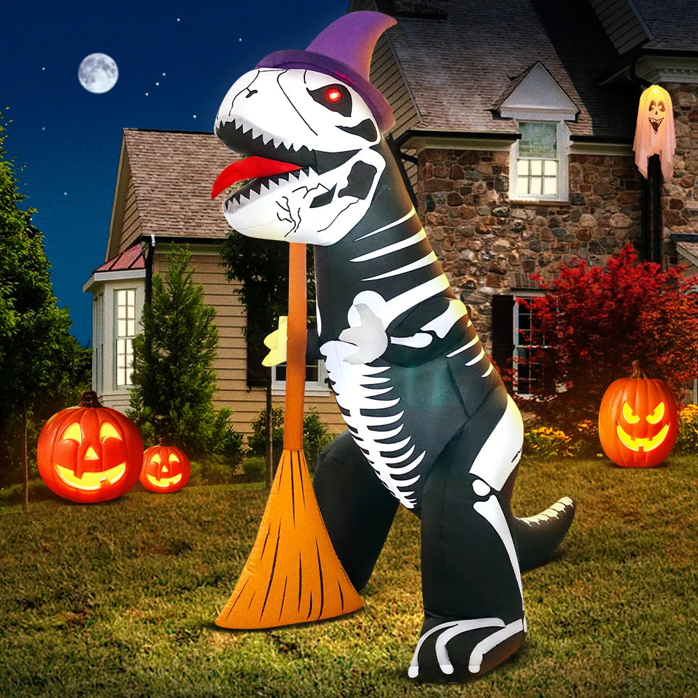 10FT Halloween Pumpkin Inflatable Home Outdoor Decoration Ghost Witch Blow up Yard Props for Holiday Party Garden with Led