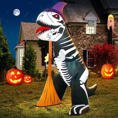 10FT Halloween Pumpkin Inflatable Home Outdoor Decoration Ghost Witch Blow up Yard Props for Holiday Party Garden with Led