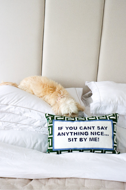 If You Can't Say Anything Nice...Sit By Me Needlepoint Cushion